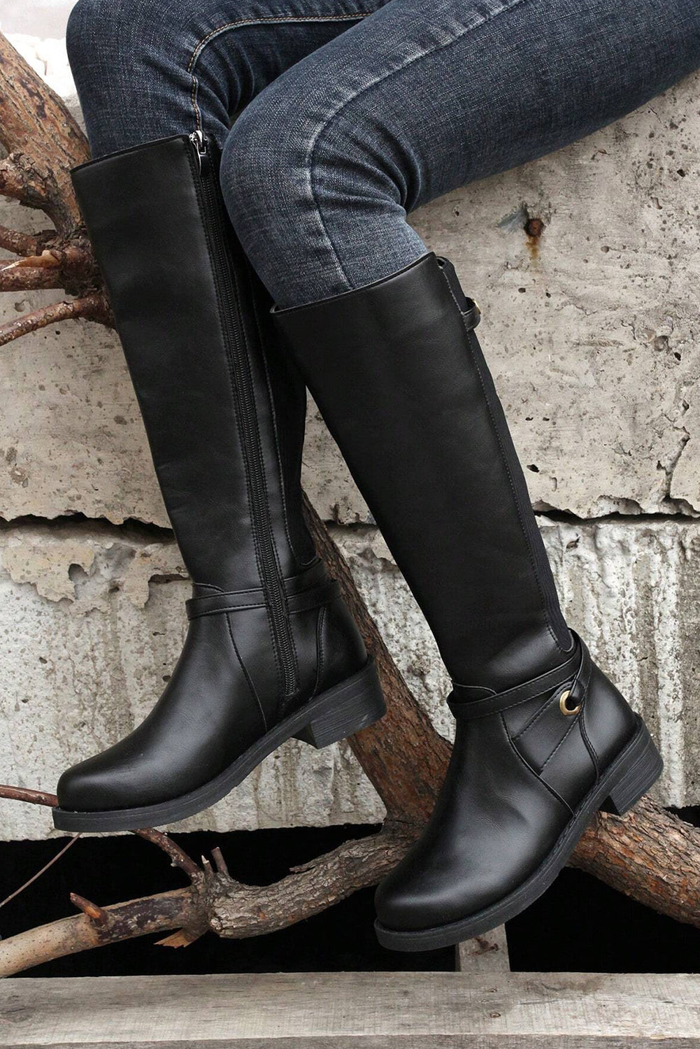 Botas Altas Negras Cremallera