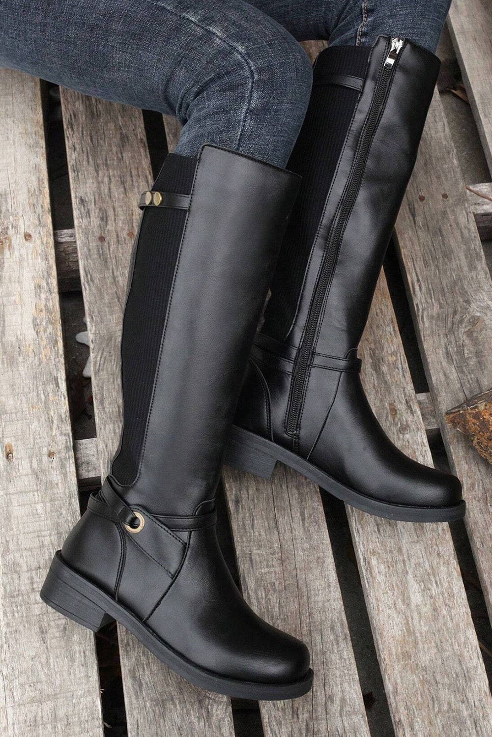 Botas Altas Negras Cremallera