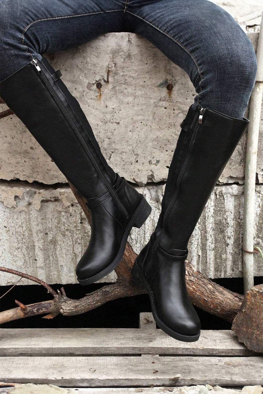 Botas Altas Negras Cremallera