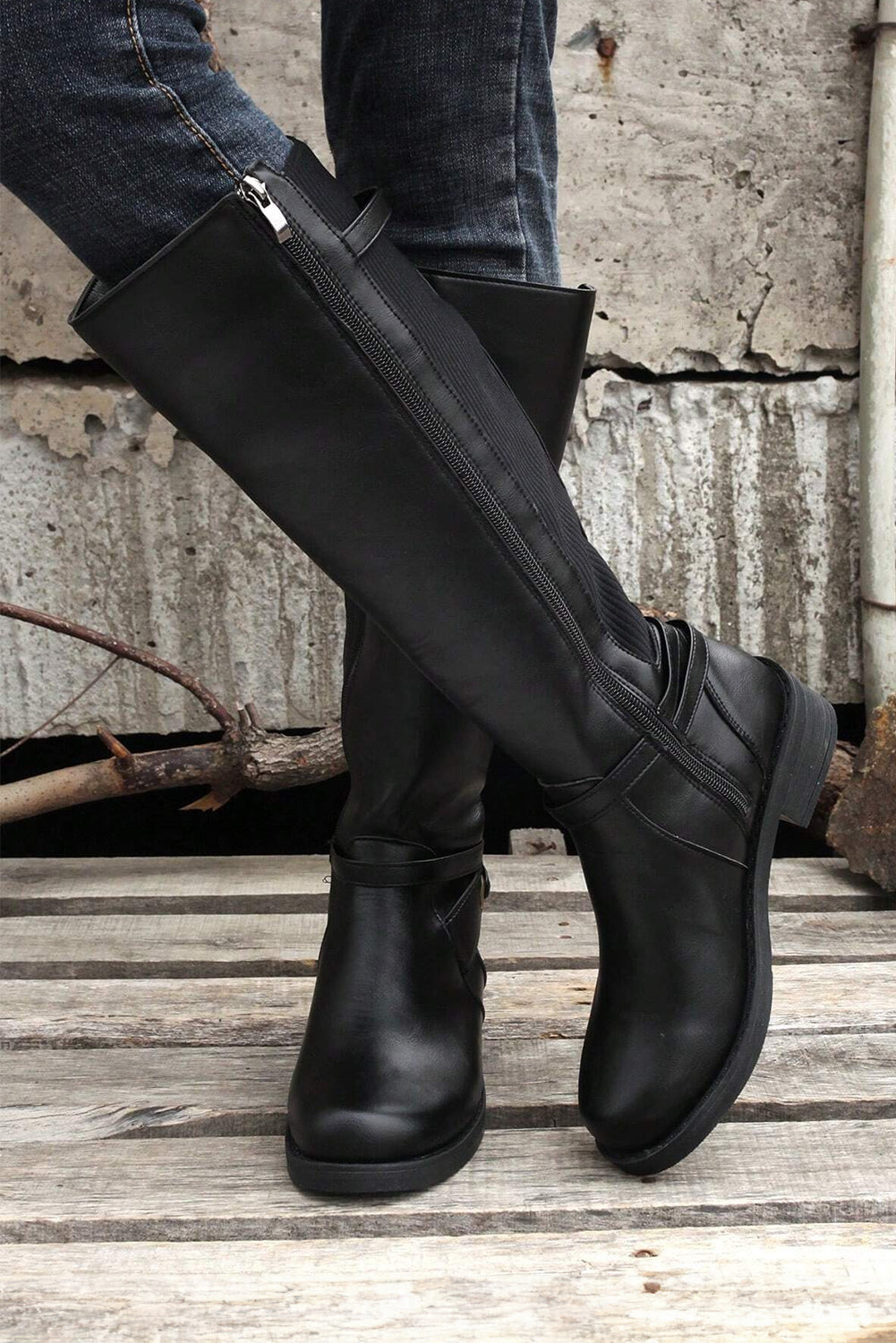 Botas Altas Negras Cremallera