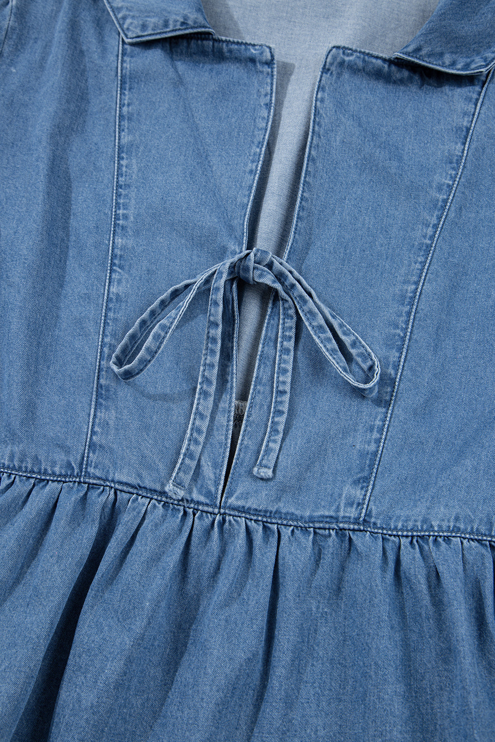 Blusa Azul Corte con Volante