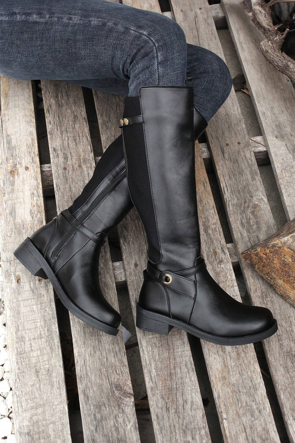 Botas Altas Negras Cremallera