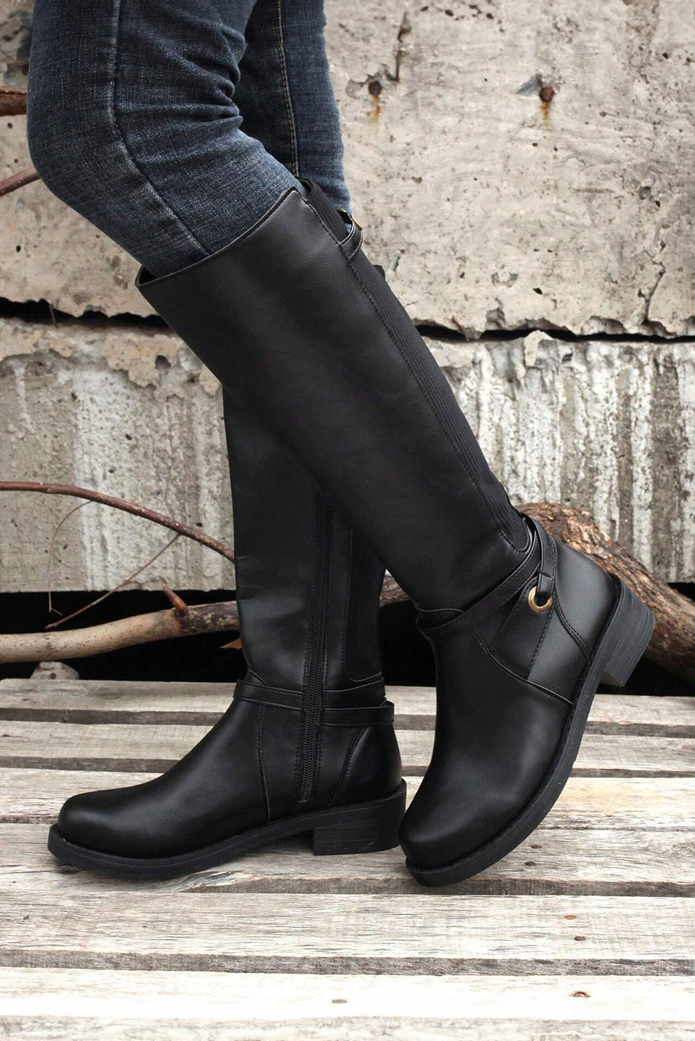 Botas Altas Negras Cremallera