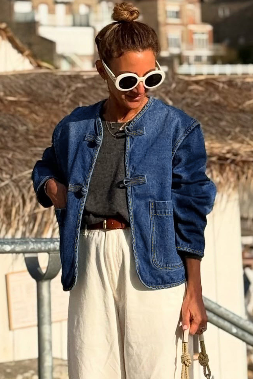 Chaqueta Vaquera Azul Corte Recto
