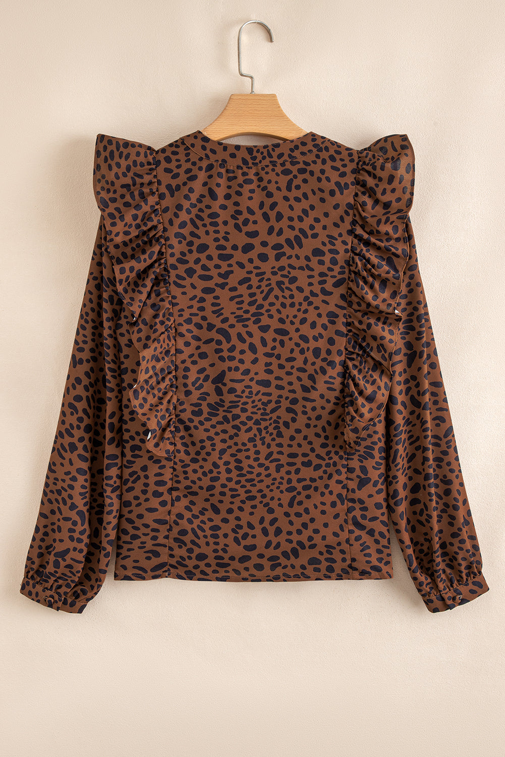 Blusa Animal Print Marron Manga Larga