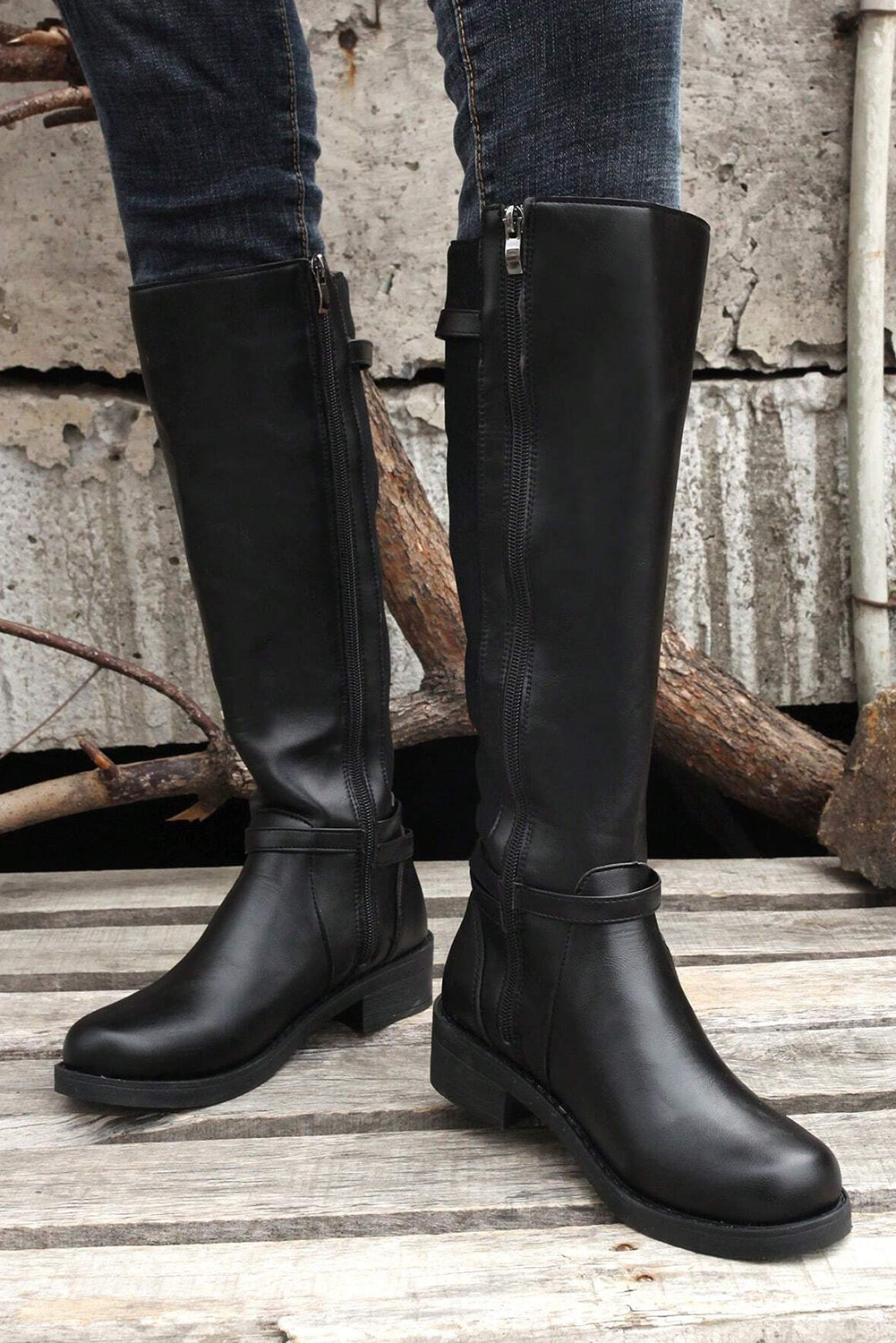 Botas Altas Negras Cremallera