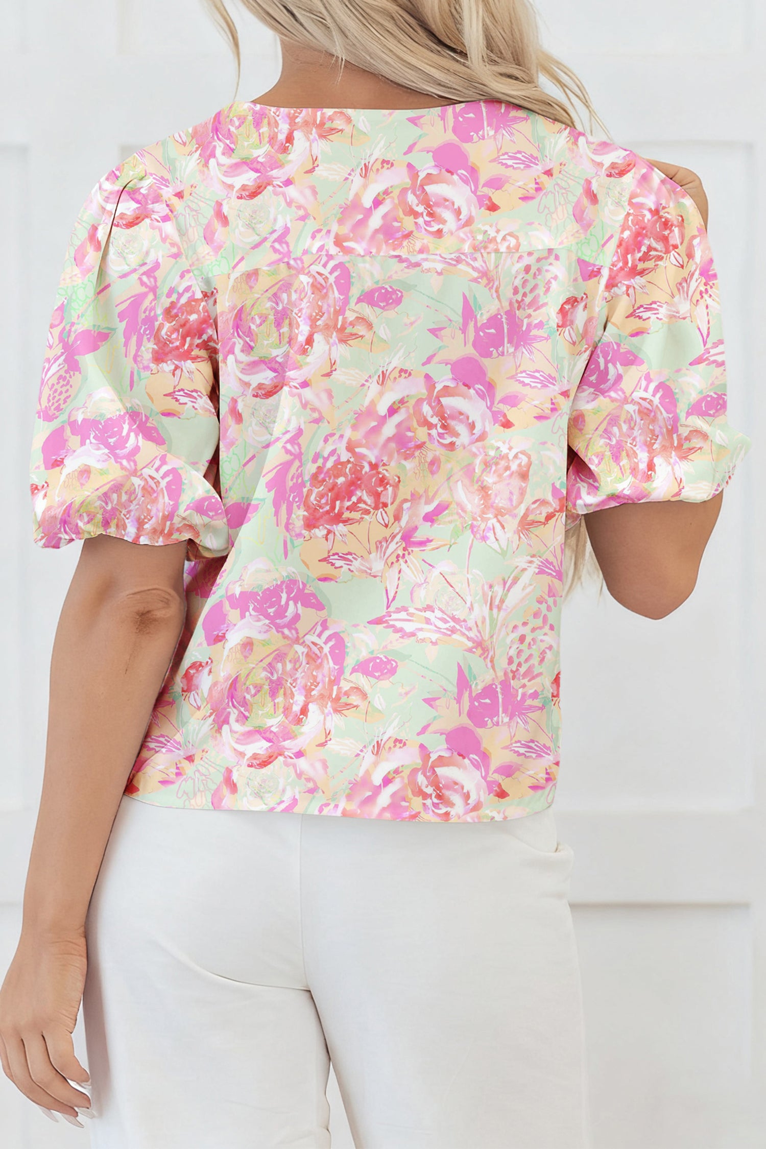 Blusa Rosa Floral Lazos