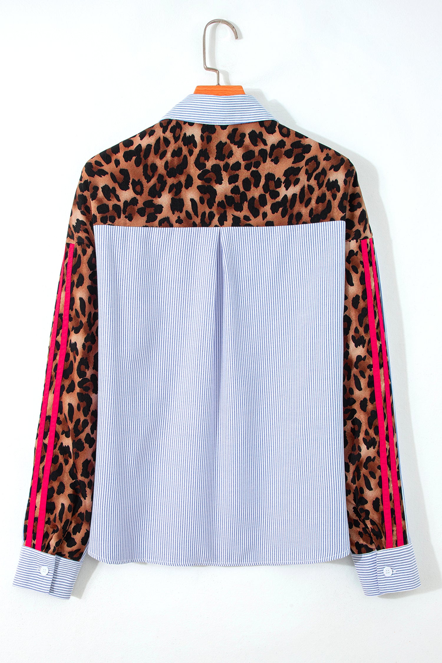 Blusa Azul Rayas Detalle Leopardo
