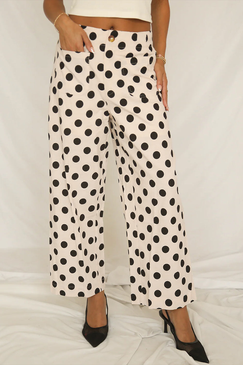 Pantalones Blancos Lunares Negros