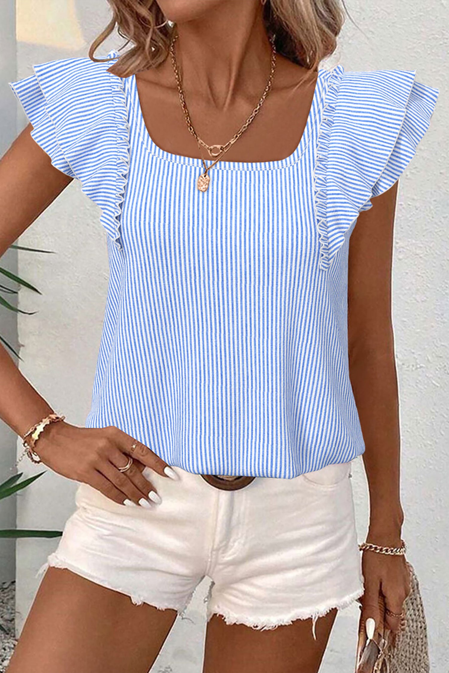 Blusa Azul Cielo a Rayas