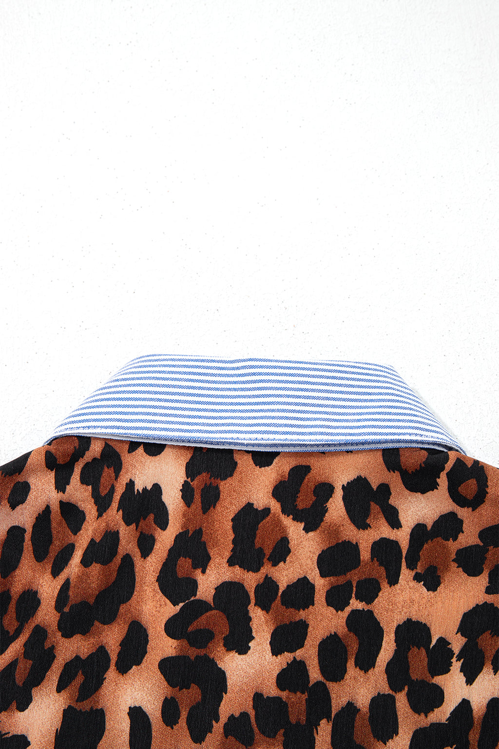 Blusa Azul Rayas Detalle Leopardo