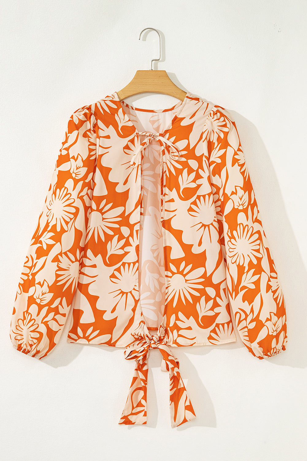 Blusa Floral Naranja Manga Larga