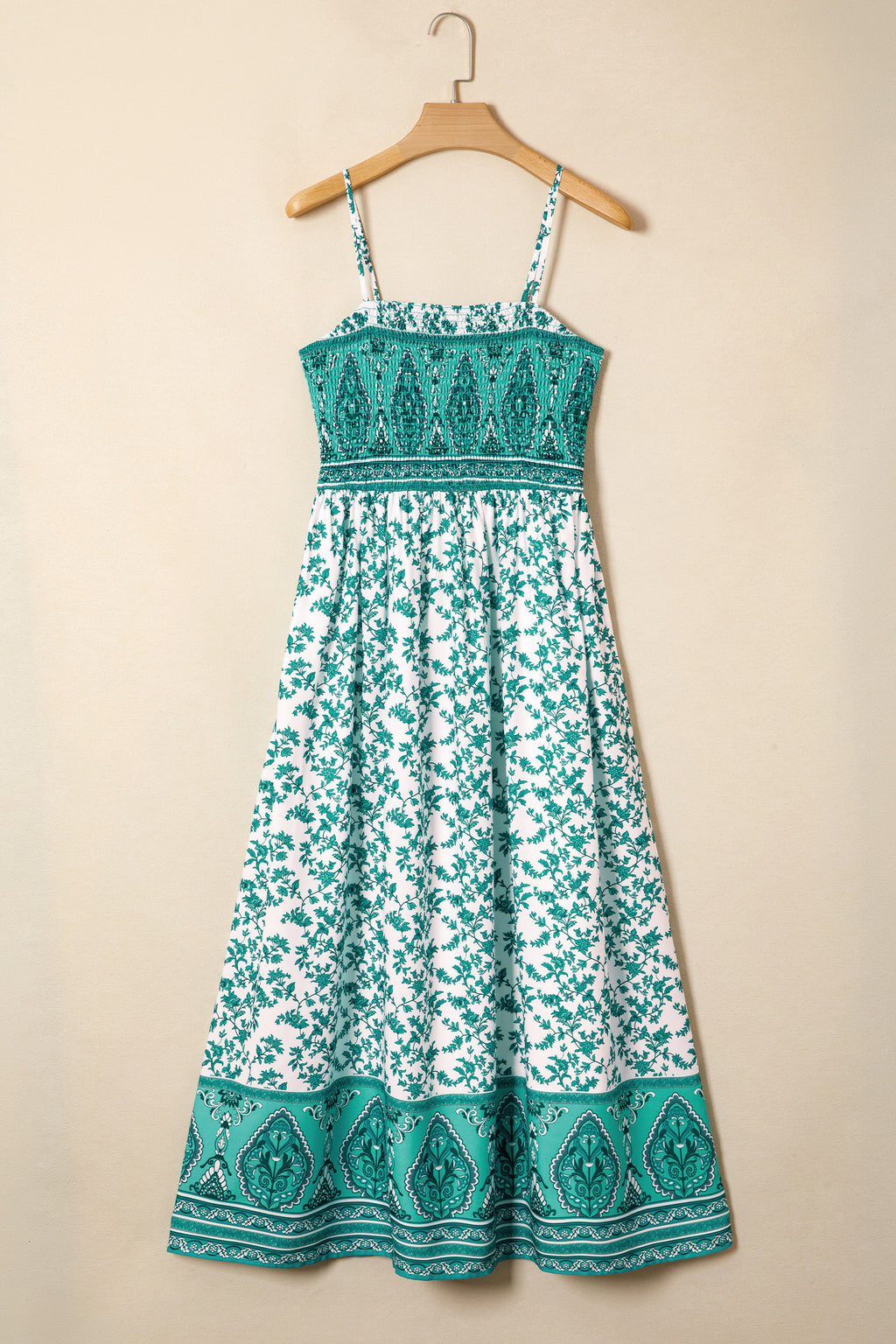 Verde Boho Floral Vestido