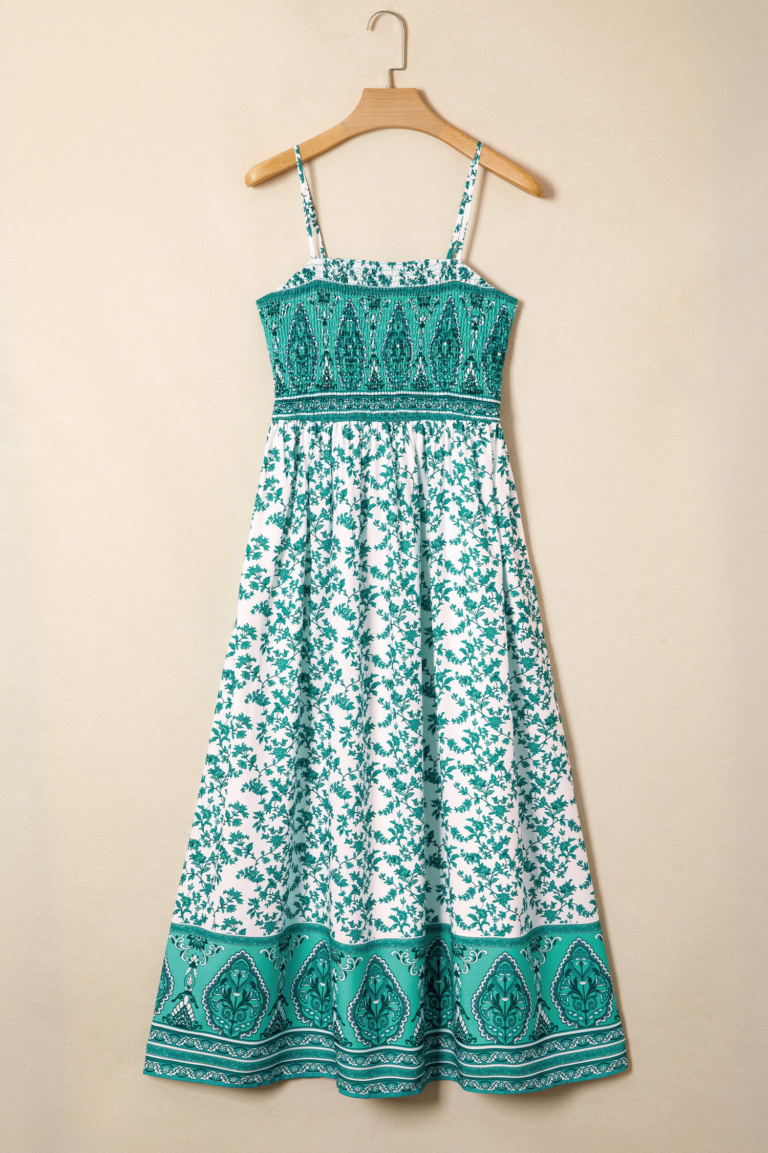 Verde Boho Floral Vestido