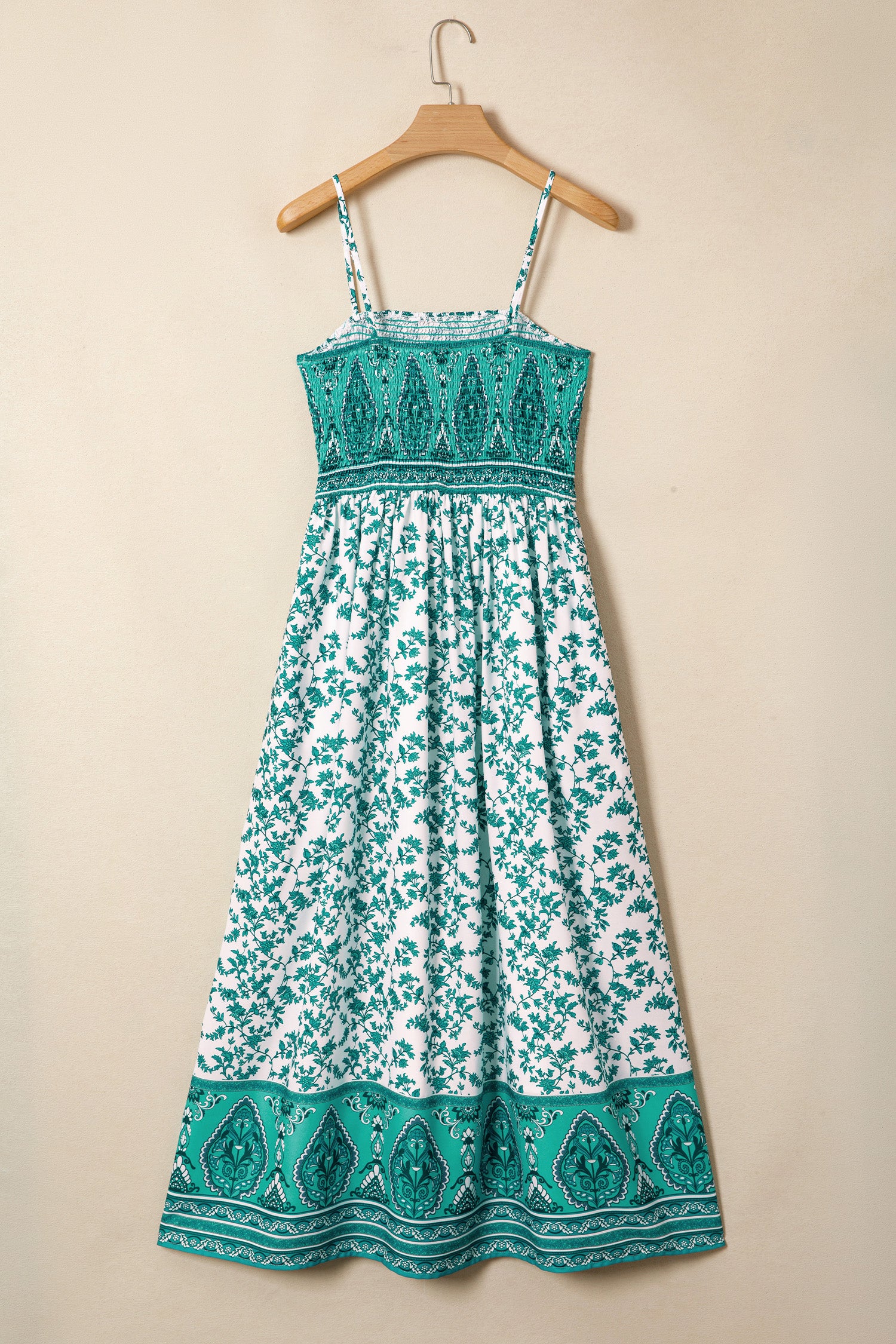 Verde Boho Floral Vestido