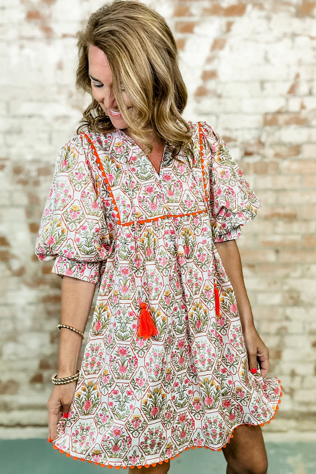 Mini Vestido Rosa Floral