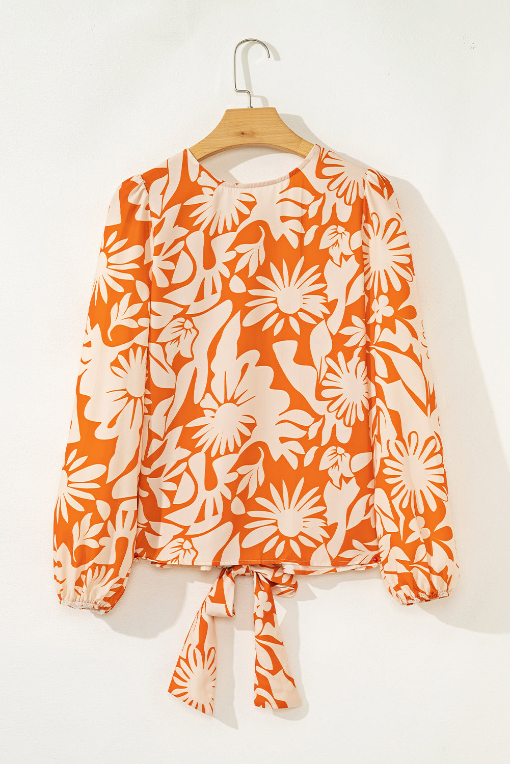 Blusa Floral Naranja Manga Larga