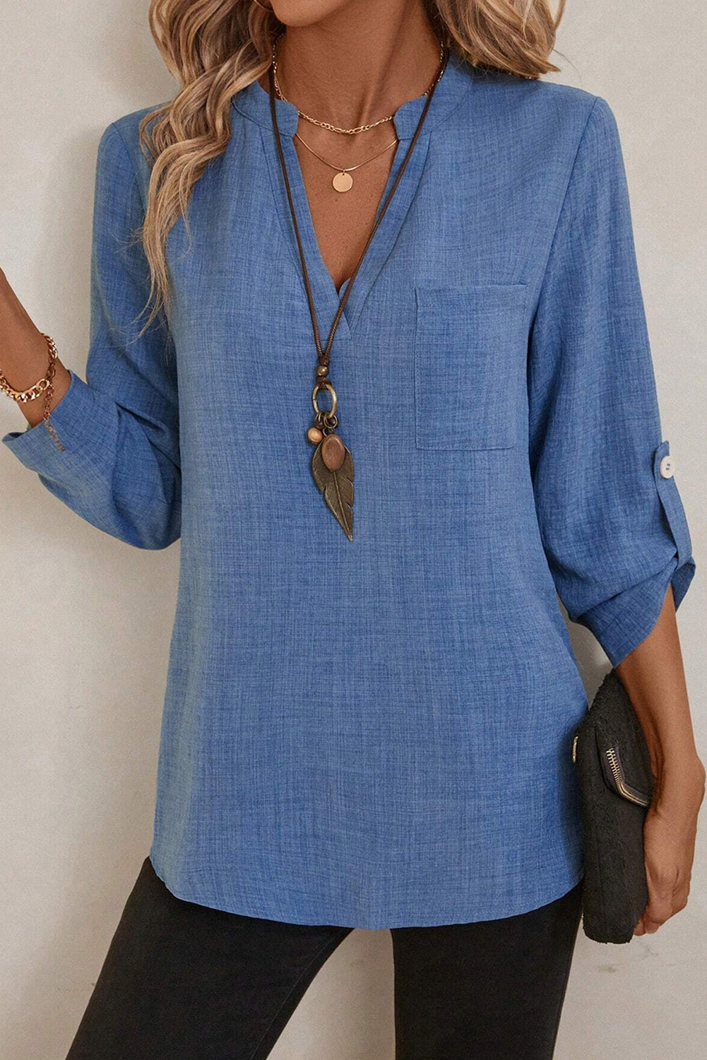 Blusa Azul Manga 3/4
