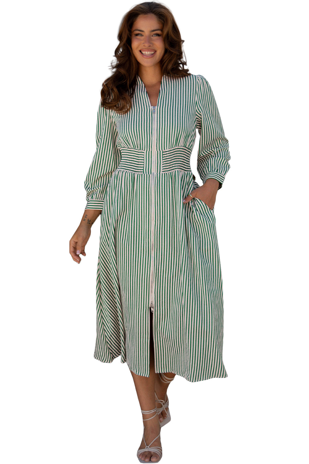 Vestido Rayas Verde Midi