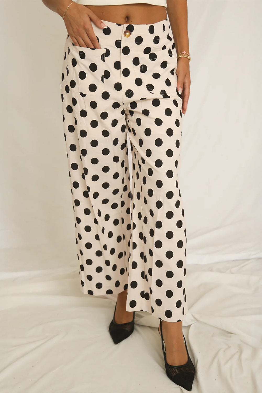 Pantalones Blancos Lunares Negros