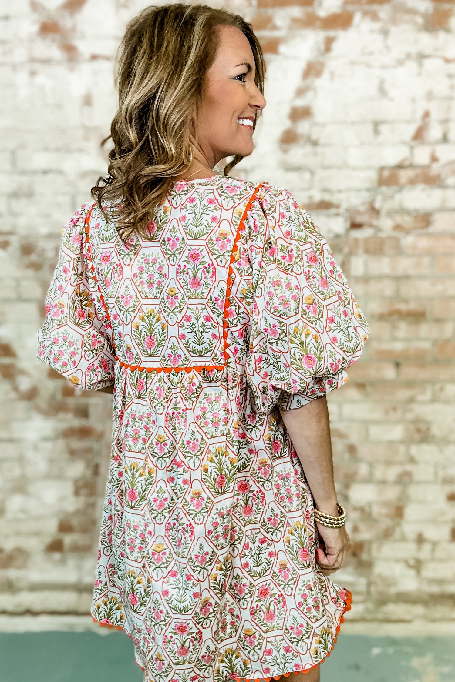 Mini Vestido Rosa Floral